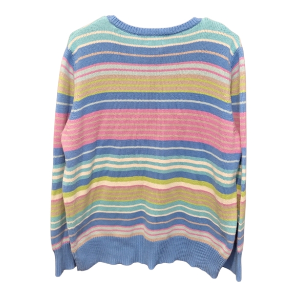 Vintage 90s V Neck Pastel Striped Spring Sweater Size Xl Coastal Grandmother - Picture 3 of 6